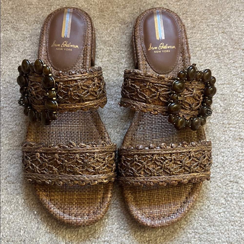 Sam Edelman Women’s Elisa Braided Strap Buckle Sandal Brown Sz 8 Beach Vacation